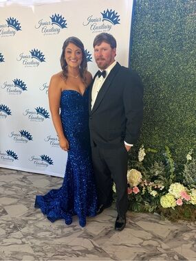 Strapless Jessica Angel Royal Blue Sequin Evening Dress